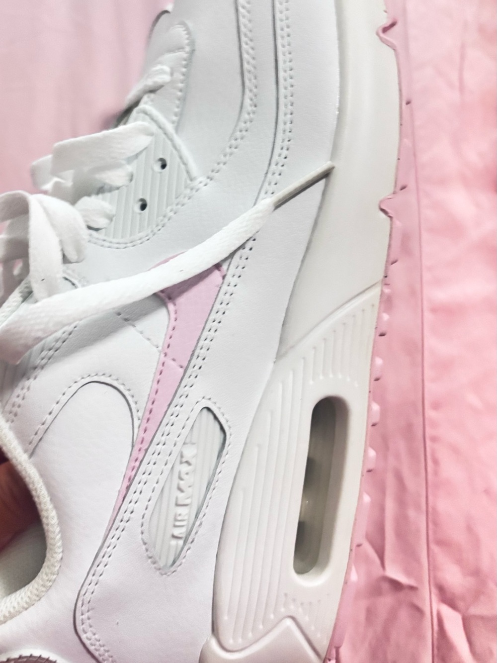 Nike White and Light Pink Women's Sneaker